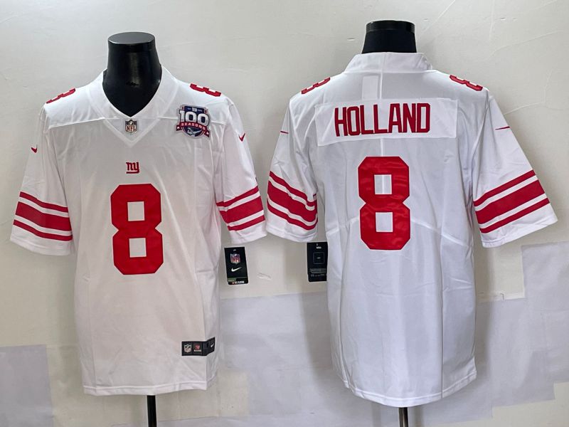 Men 2025 New York Giants #8 Holland White Second generations Nike Limited NFL Jersey style 4->new york giants->NFL Jersey